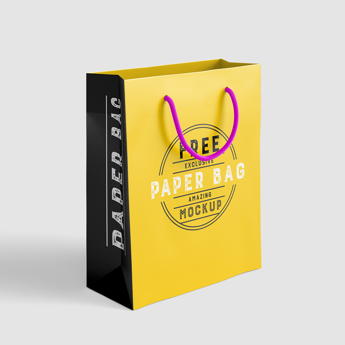 Yellow and black paper shopping bag mockup