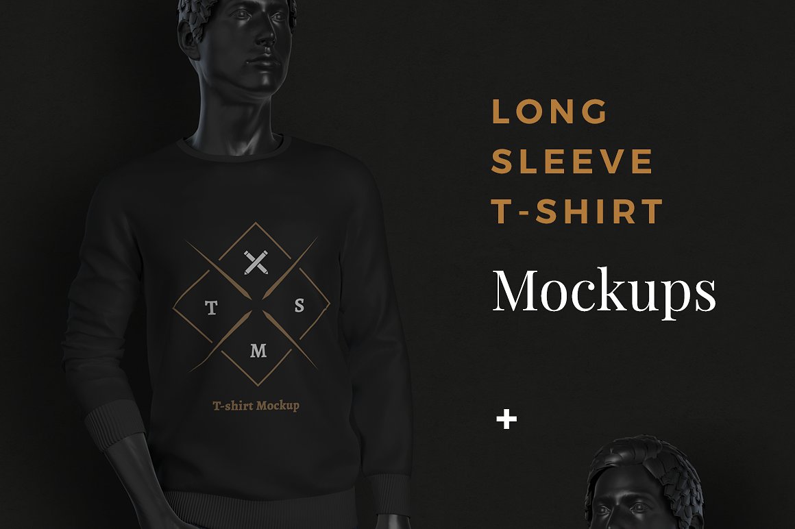 A free long sleeves t-shirt mockup