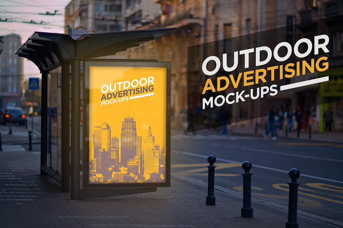 Outdoor advertising mockup template