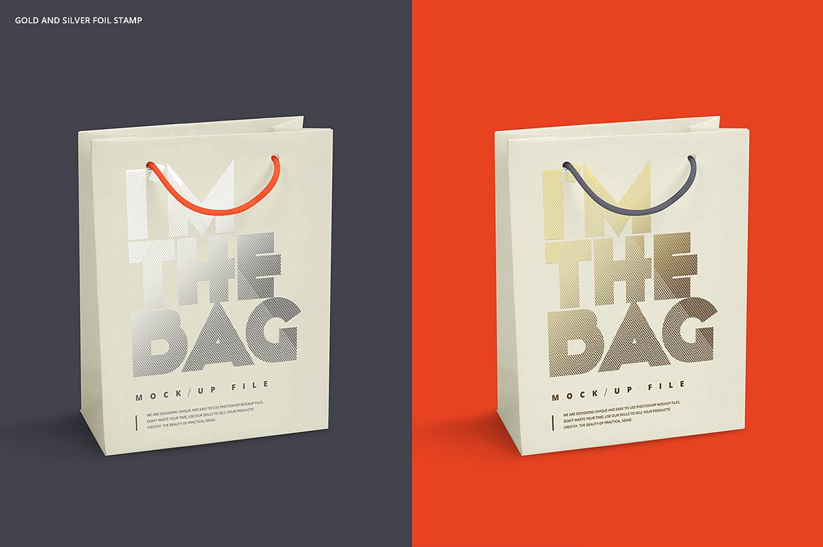 Shopping bag in four sizes mockups set