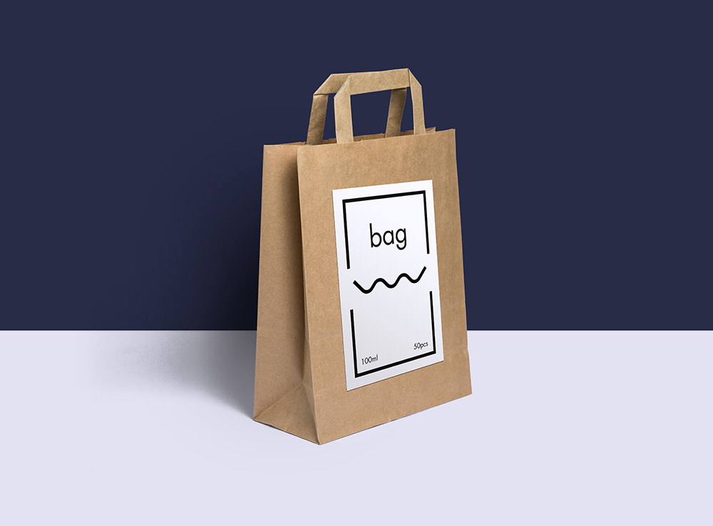 Free paper bag packaging mockup