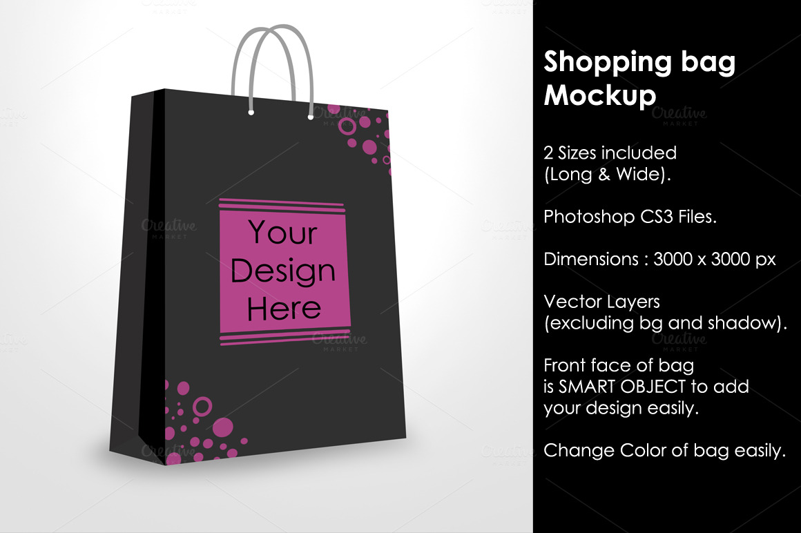 Black paper shopping bag mockup