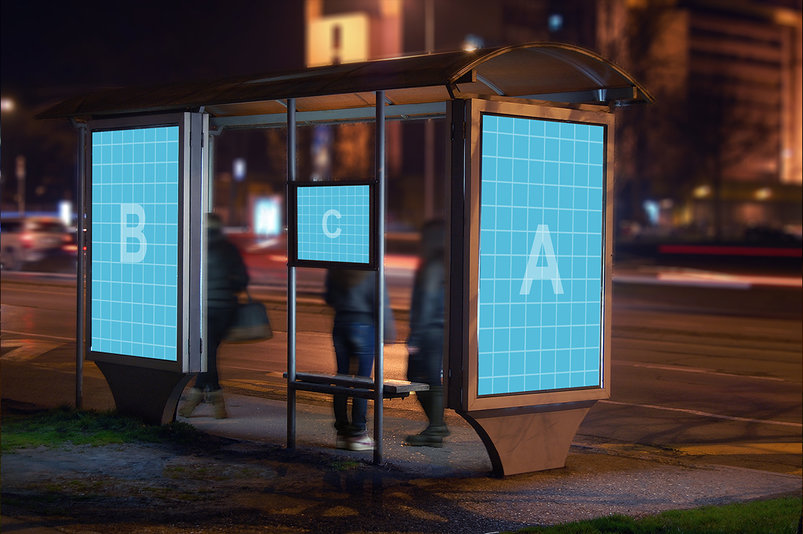 A bus station billboards mockup templates
