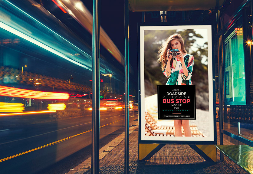 A bus shelter billboard mockup templates cover