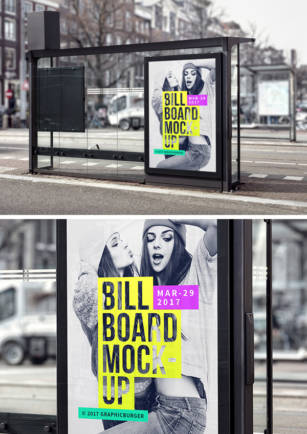 A free bus stop billboard mockup templates
