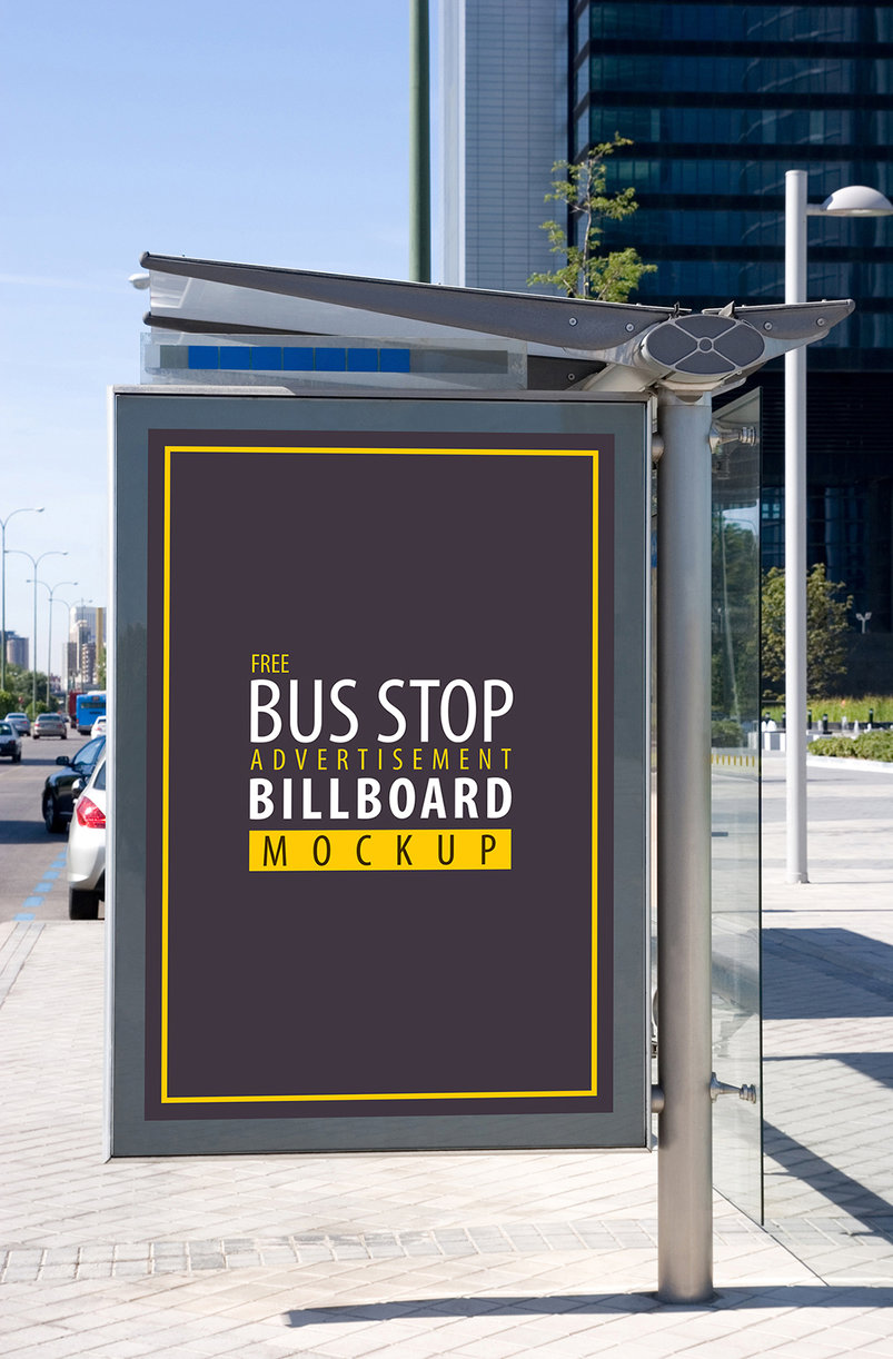 A free bus stop billboard mockup template