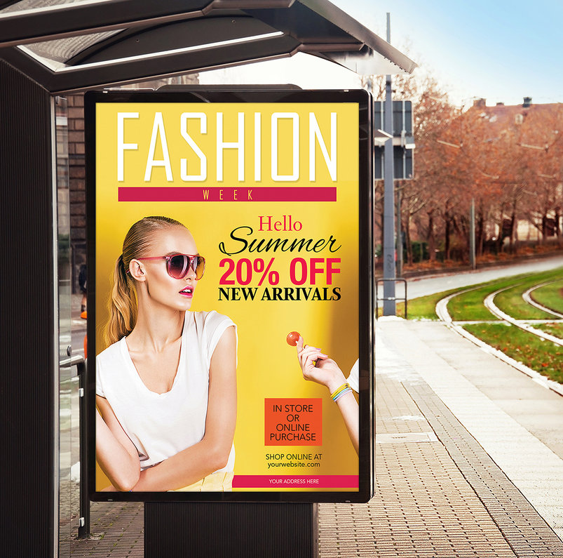 A free bus stop billboard mockup template