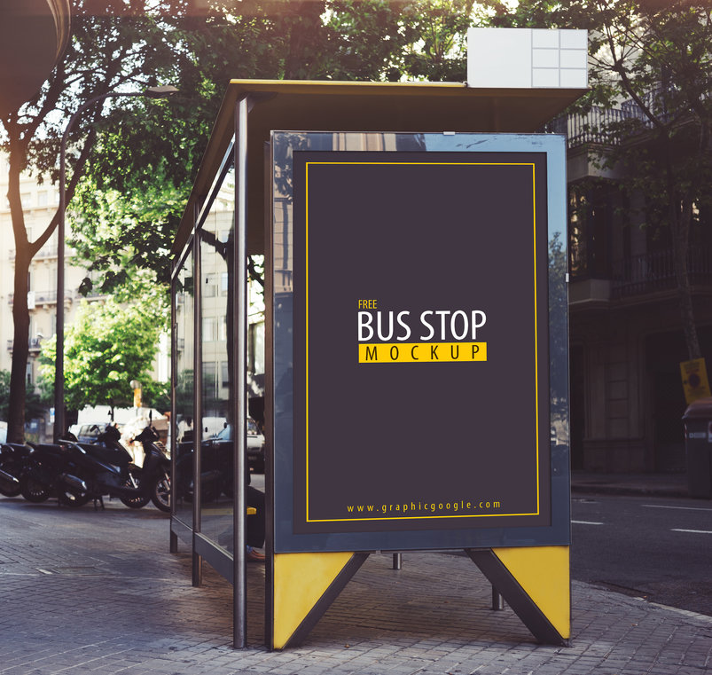 A free bus stop mockup template