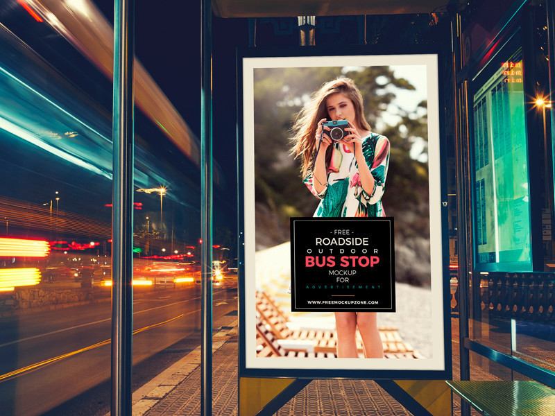 A free outdoor bus stop billboard mockup template