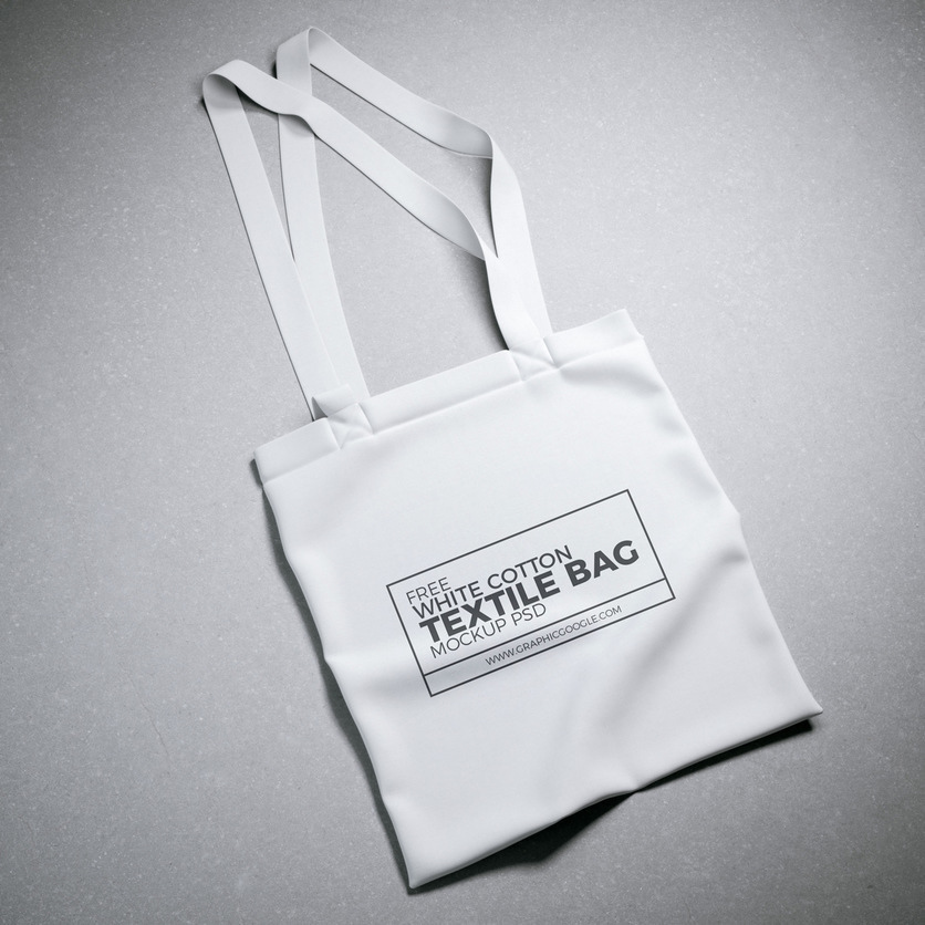 Free white textile bag mockup