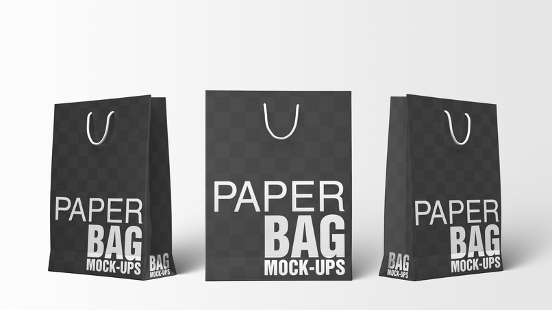 Black paper bag mockups