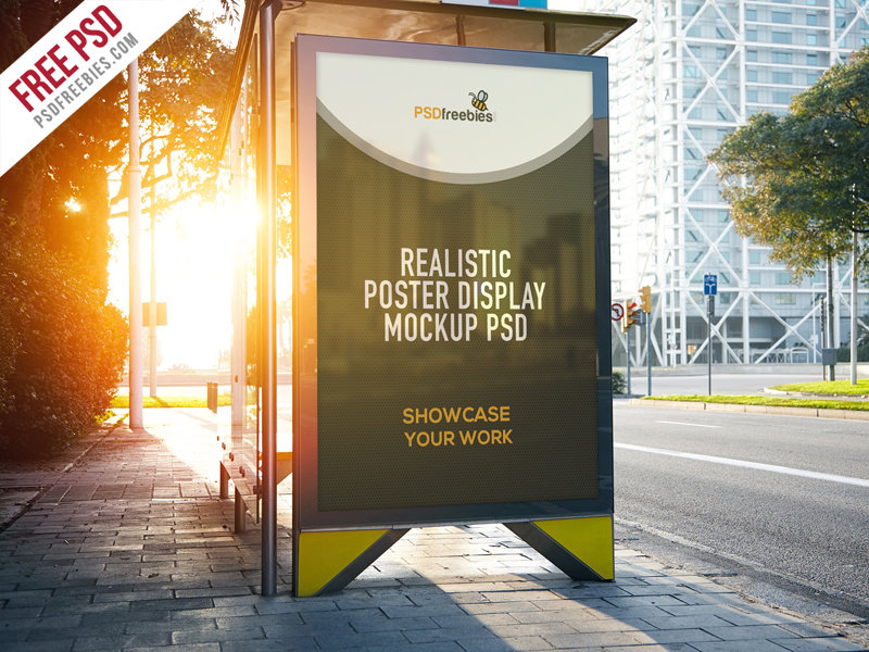 A free poster display mockup template