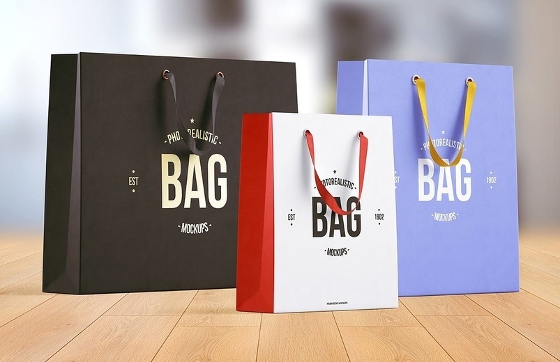 Different color shopping bag mockups