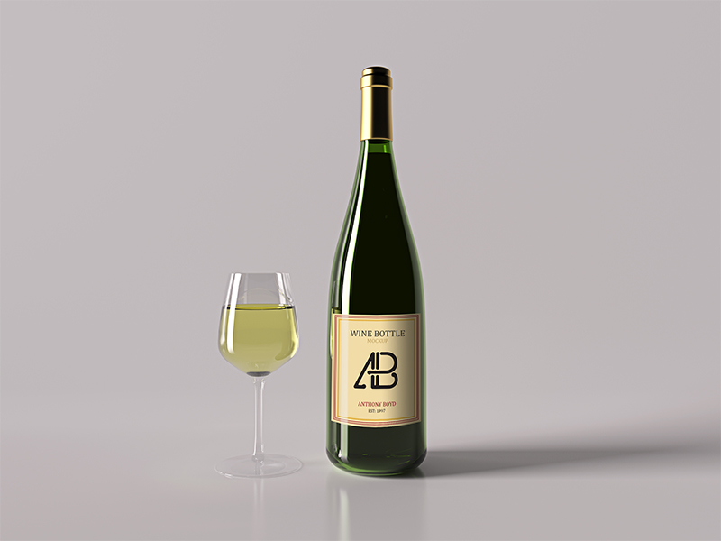 A realistic wine bottle mockup