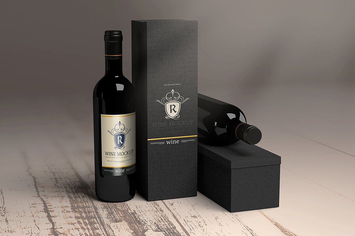 A wine bottle mockup Template