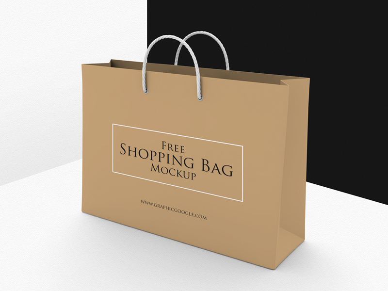 Free horizontal shopping bag mockup