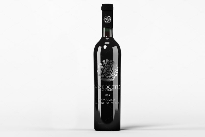 A wine bottle mockup template