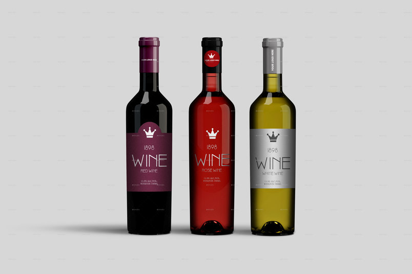 A wine bottle mockup template