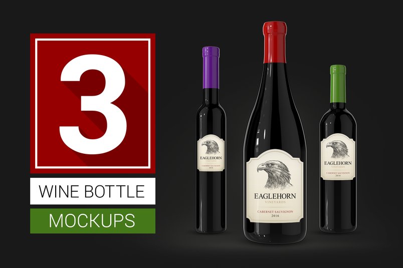 A wine bottle mockups