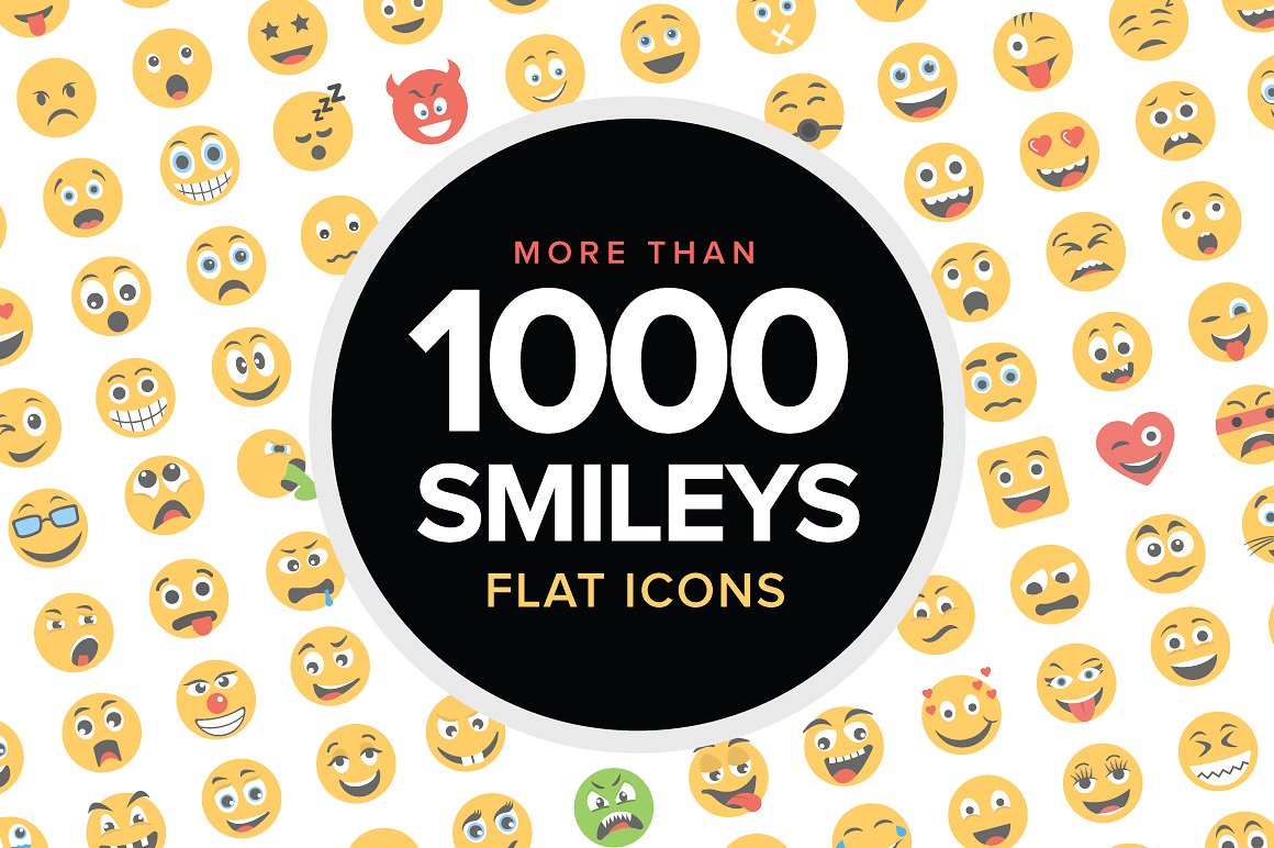 A huge set of flat smiley icons