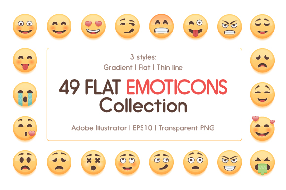 A flat emoticons collection
