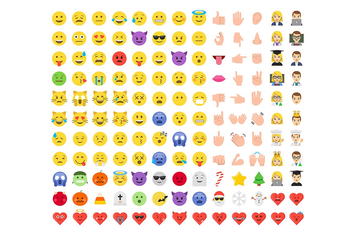 A flat style emoji icon set