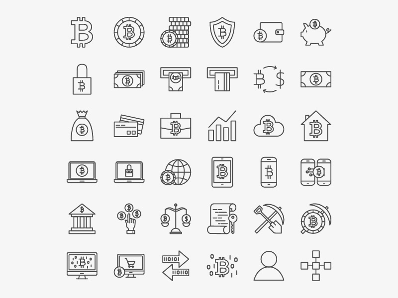 A bitcoin line art icons