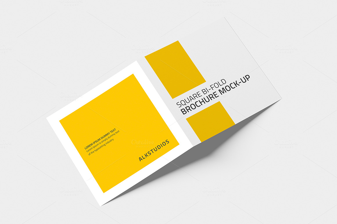 A minimalist square bifold brochure mockup