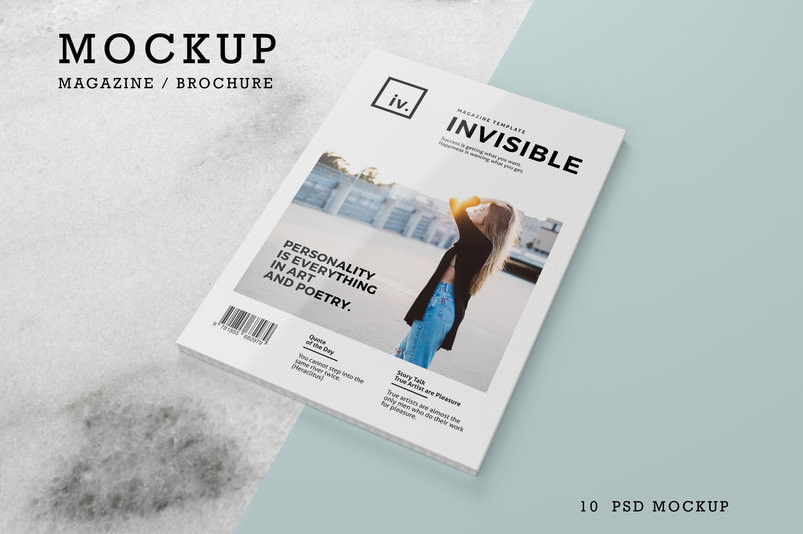 Ten different brochure magazine mockups