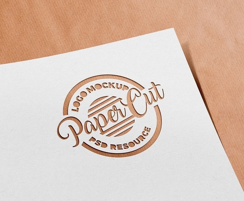 Cutout logo mockup on paper