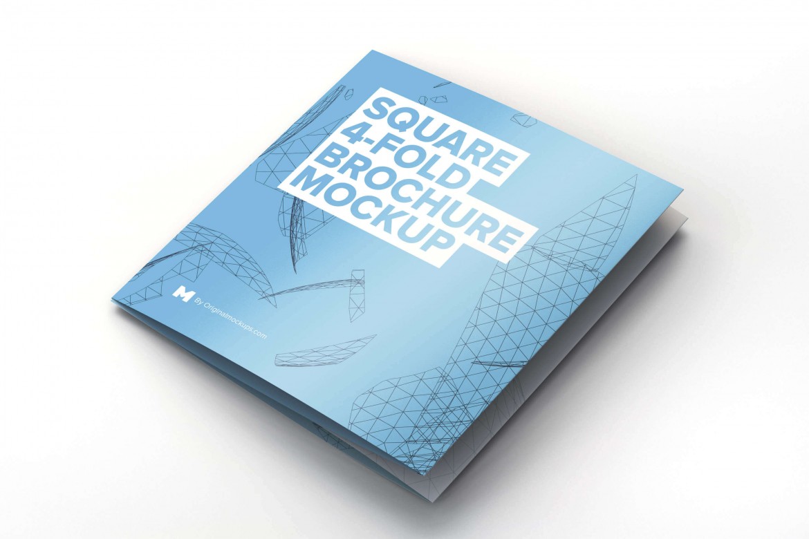 Square folded brochure mockup template