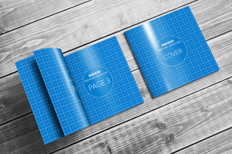 Square magazine brochure mockup templates