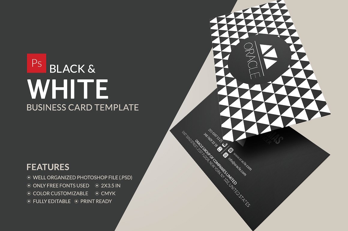 21+ Best Business Card Design PSD Templates  Decolore.Net Throughout Black And White Business Cards Templates Free