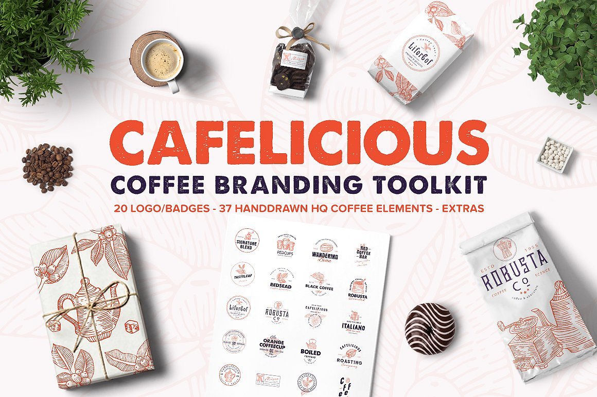 A coffee branding logo kit