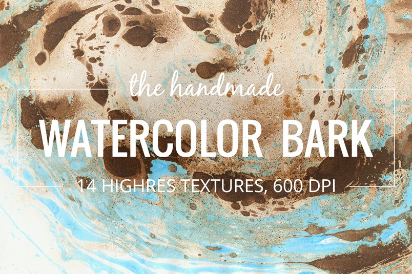 A handmade watercolor bark textures