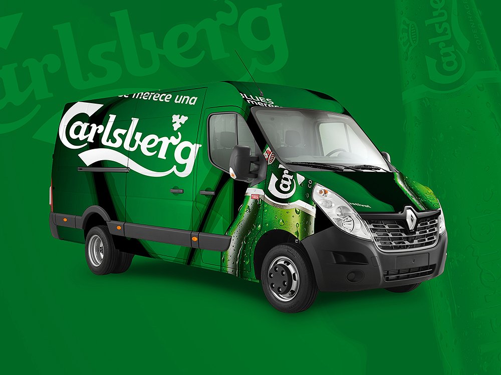 A green van mockup template