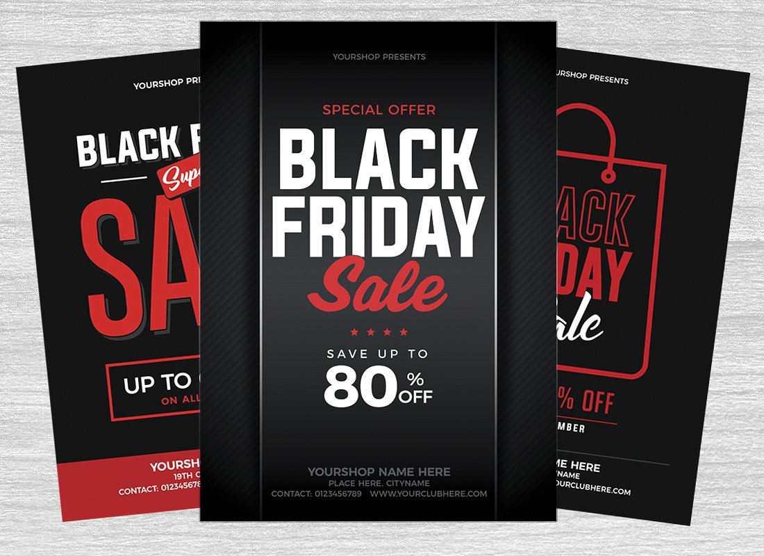 Black Friday Sale Flyer Set.