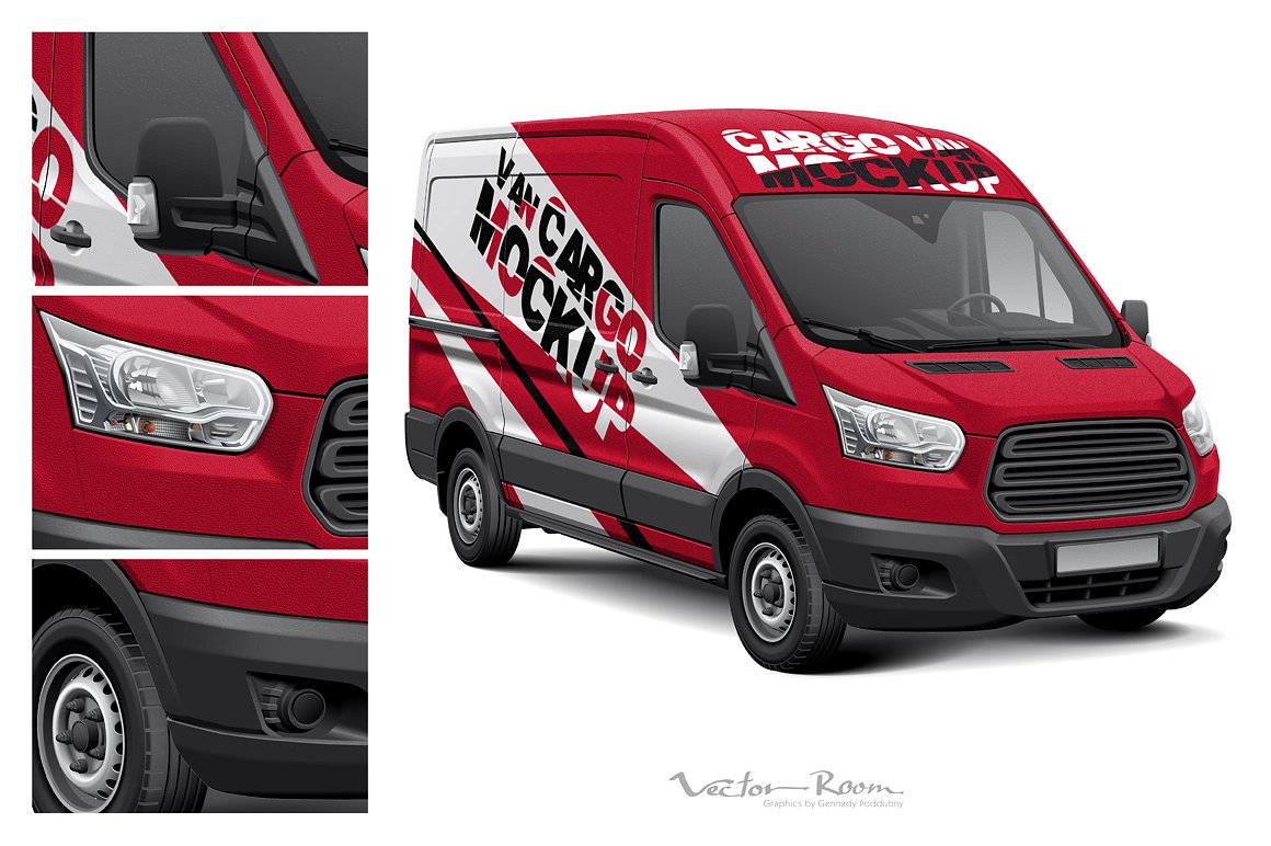 Red cargo van mockup