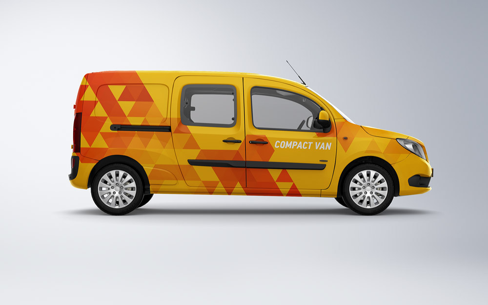 A compact van mockup template