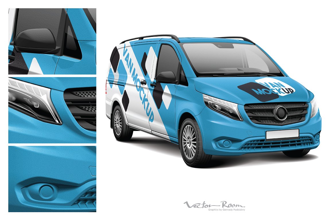 A van vehicle mockup template