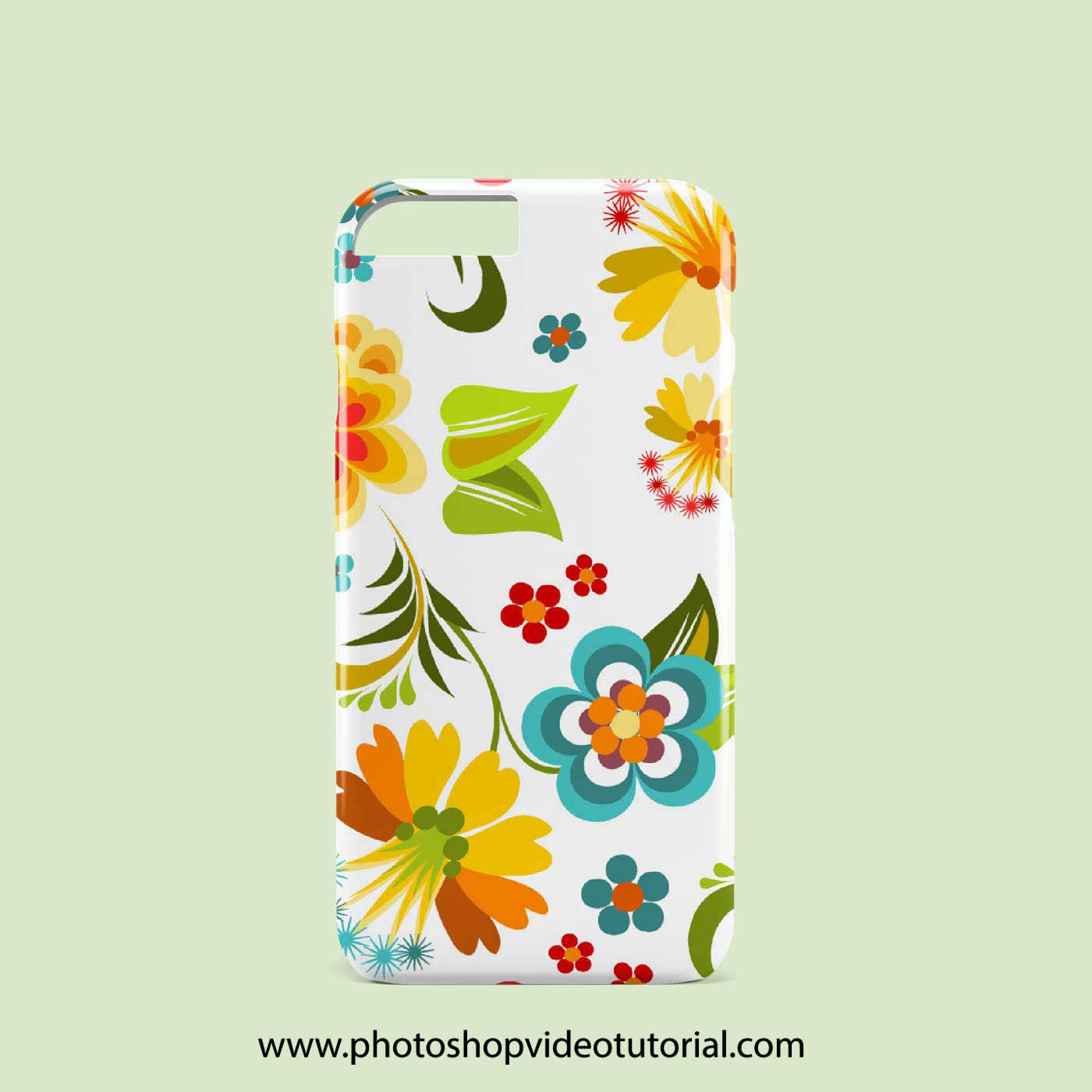 Free iPhone Case Mockup with Flowers