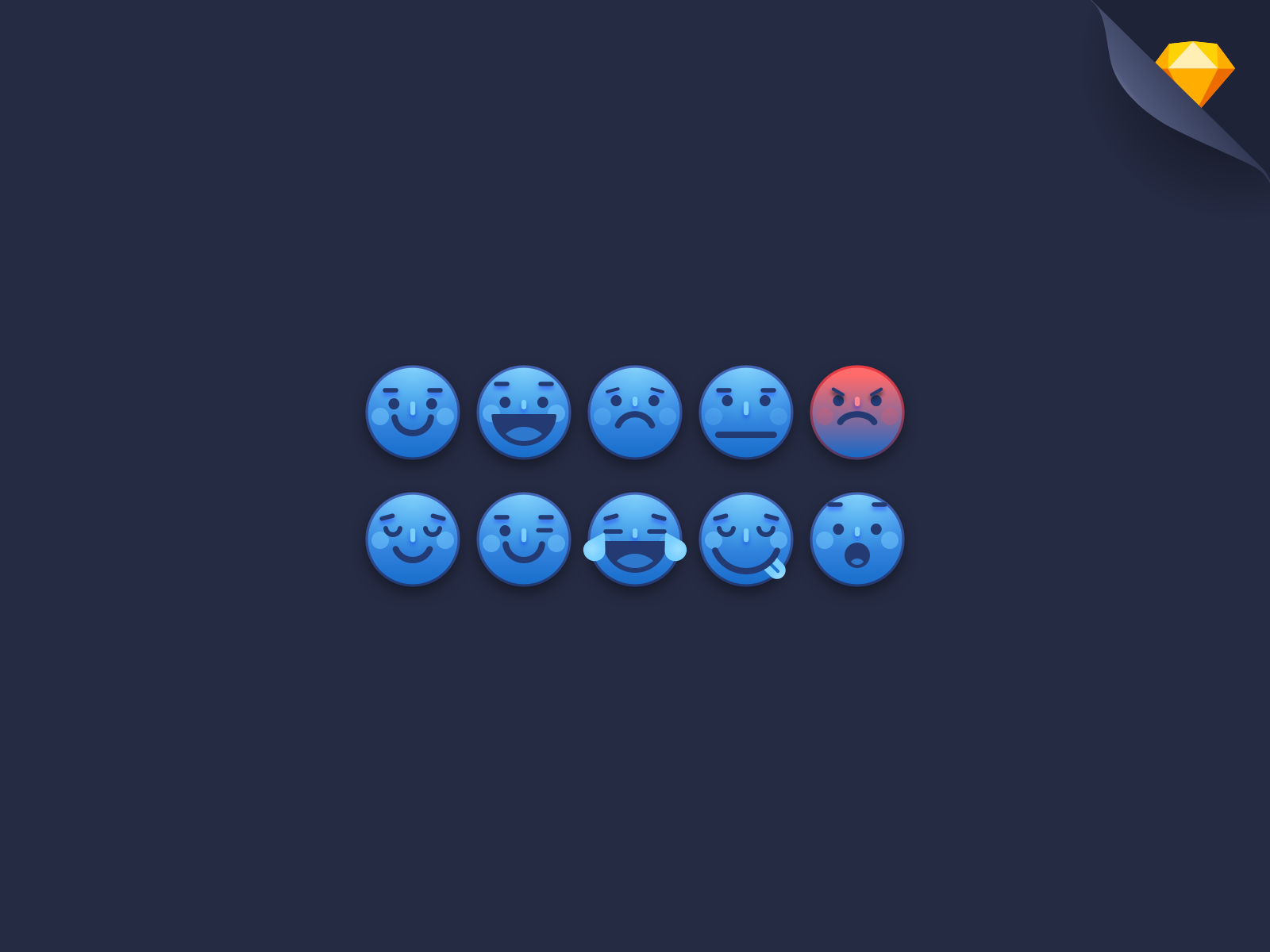 A free blue emoji icons