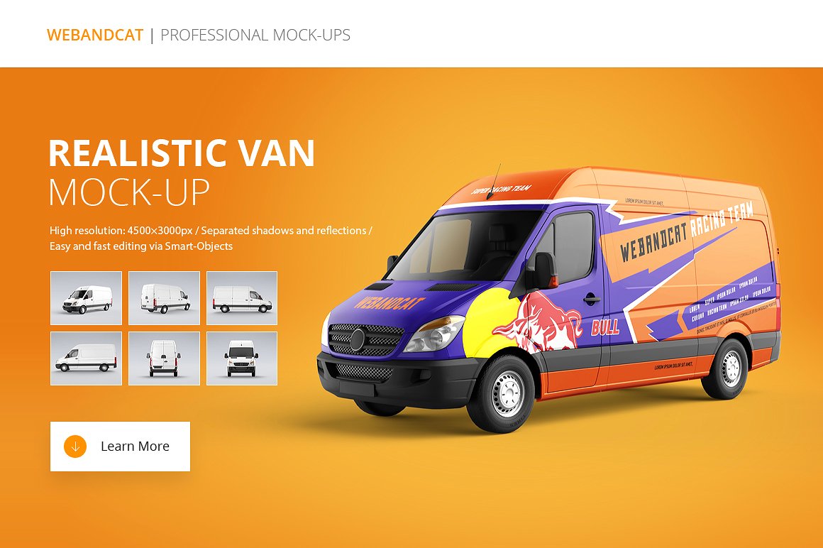 A colorful van mockup templates