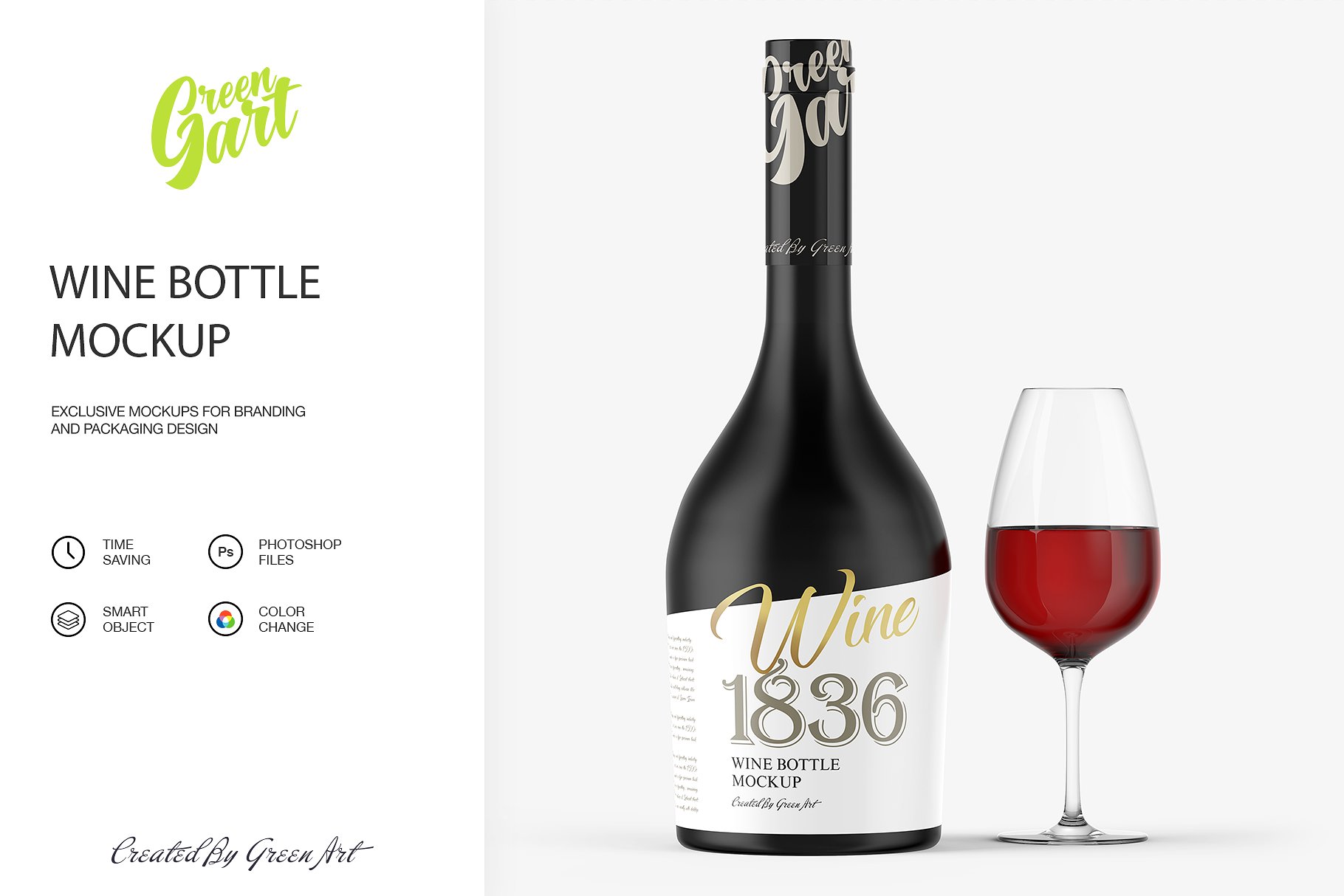 Wine bottle mockup