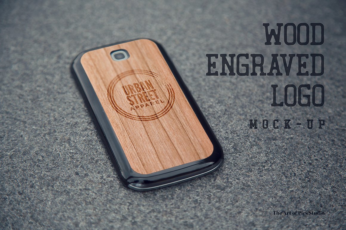 Wood Engraved iPhone Case Mockup