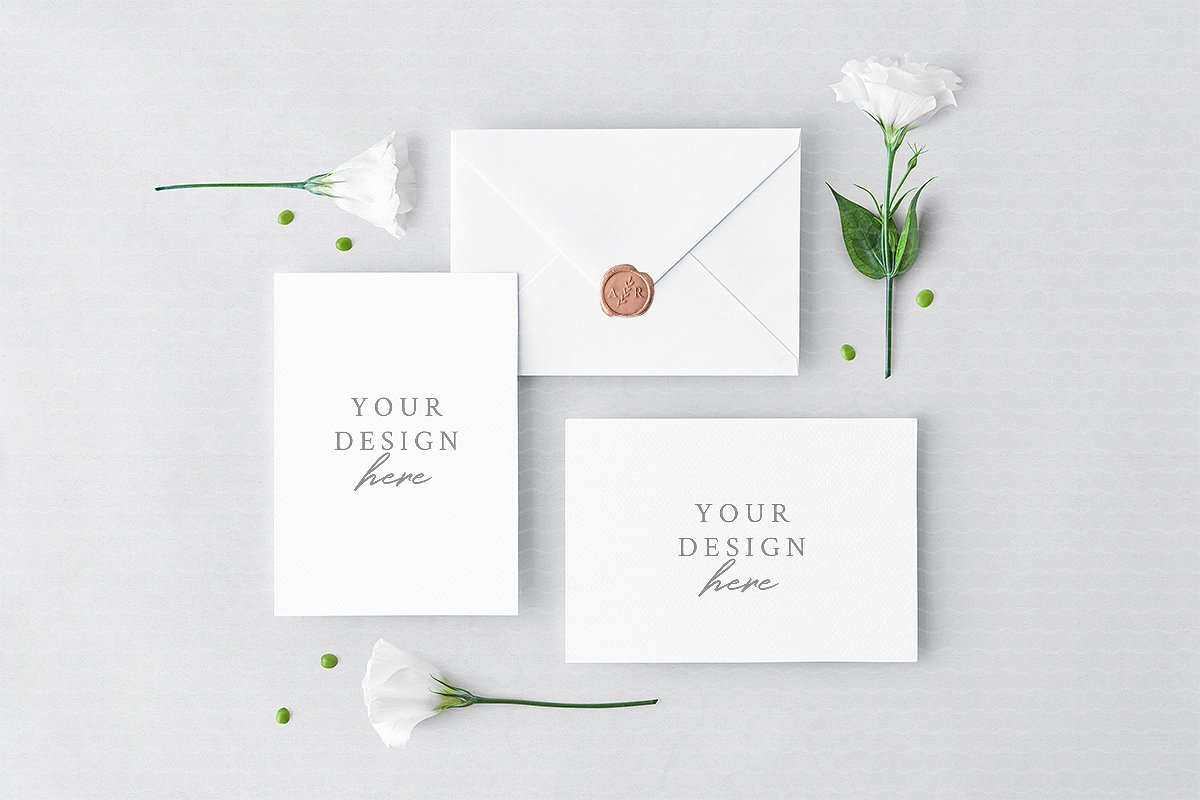 An invitation cards and envelope mockup