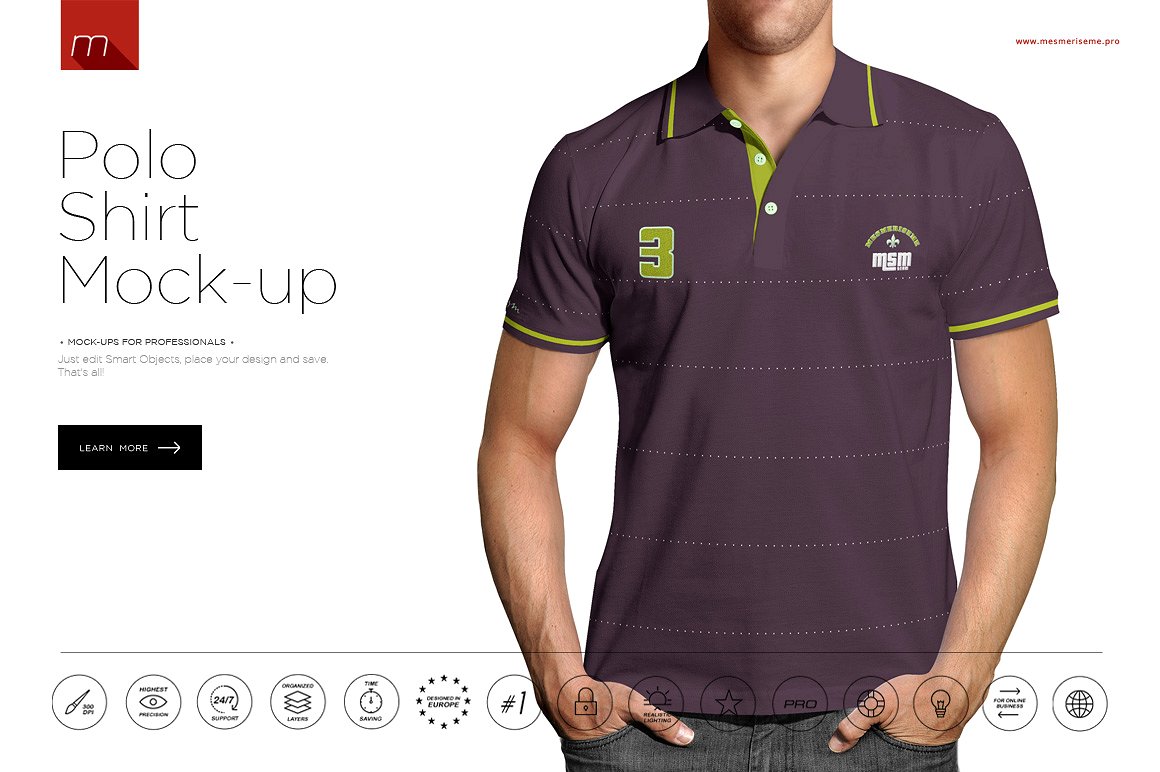 Men wearing polo shirt mockup