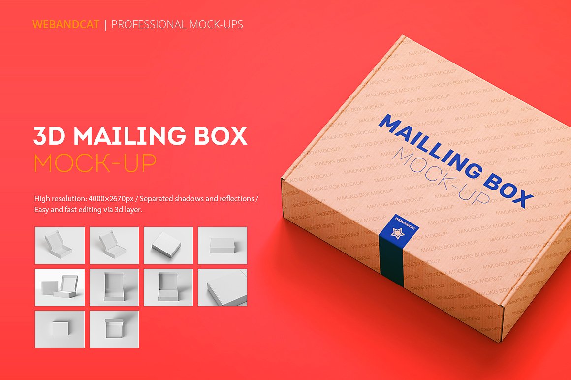 A shipping mailing box mockup template