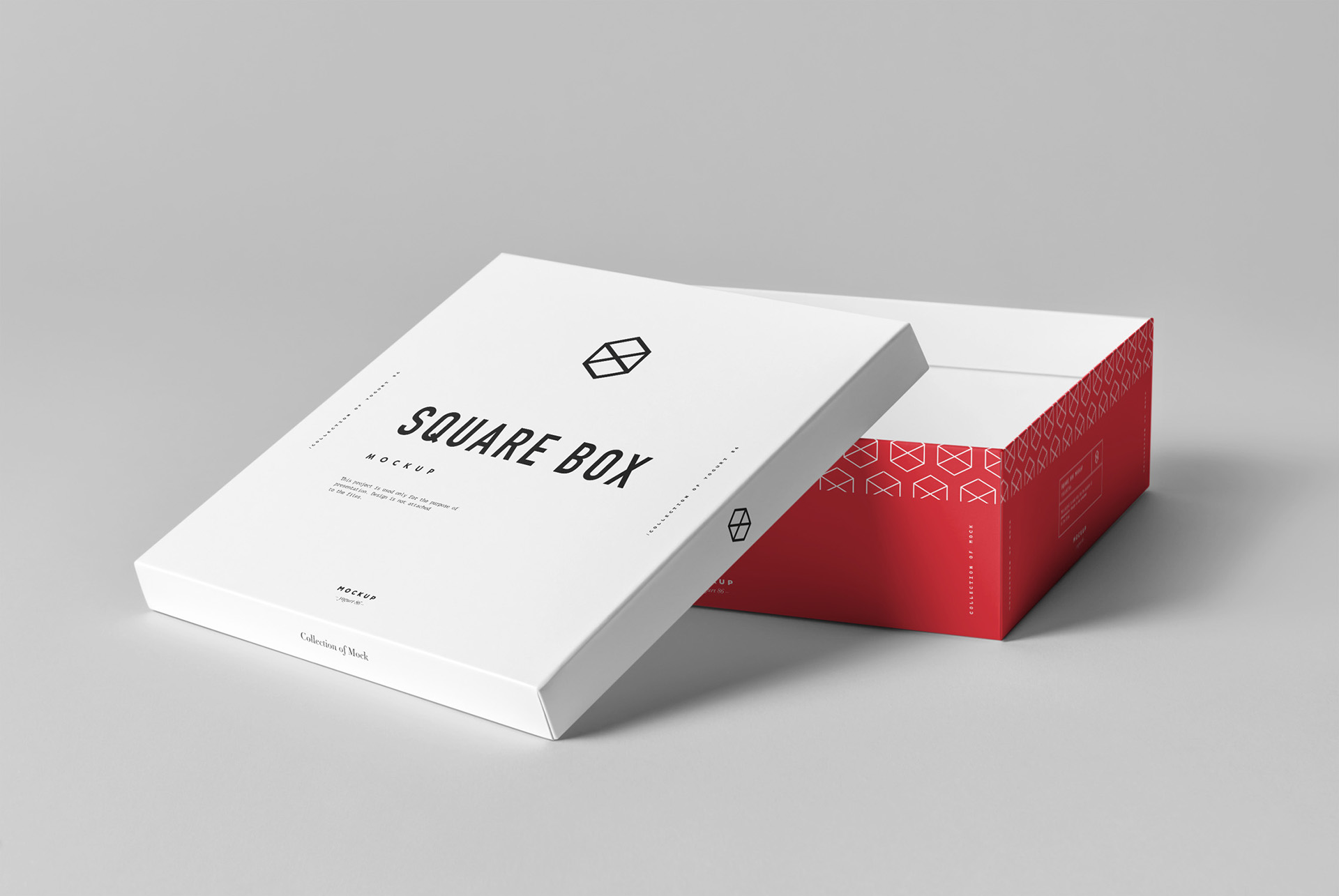 A square shoe box mockup template