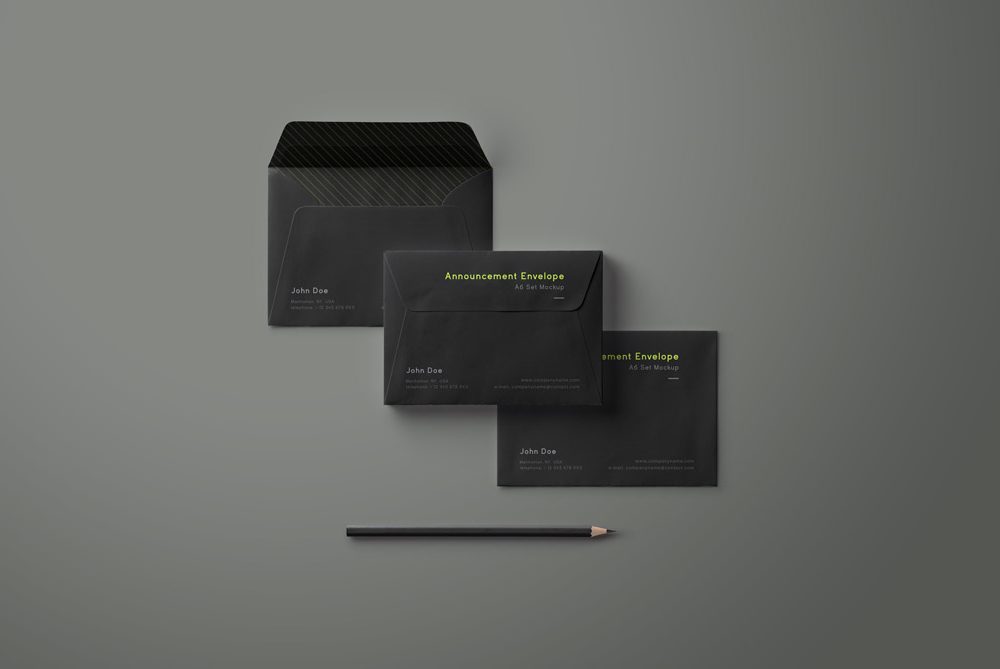 A free black envelope mockup set